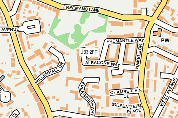 UB3 2FT map - OS OpenMap – Local (Ordnance Survey)