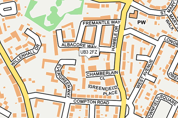 UB3 2FZ map - OS OpenMap – Local (Ordnance Survey)