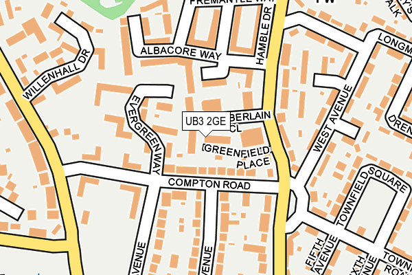 UB3 2GE map - OS OpenMap – Local (Ordnance Survey)