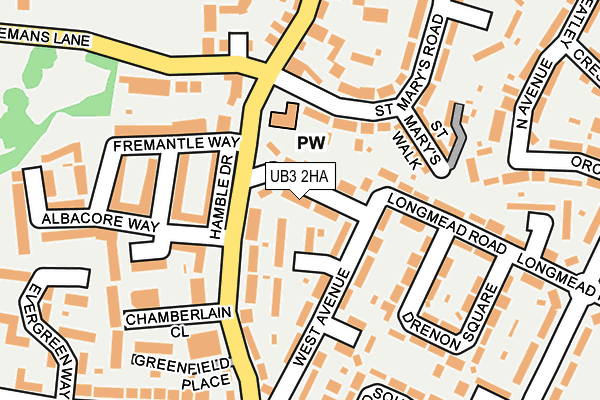 UB3 2HA map - OS OpenMap – Local (Ordnance Survey)