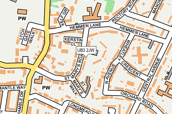 UB3 2JW map - OS OpenMap – Local (Ordnance Survey)