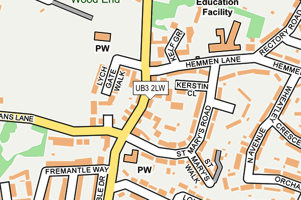 UB3 2LW map - OS OpenMap – Local (Ordnance Survey)