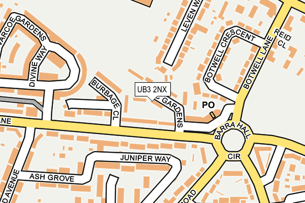 UB3 2NX map - OS OpenMap – Local (Ordnance Survey)