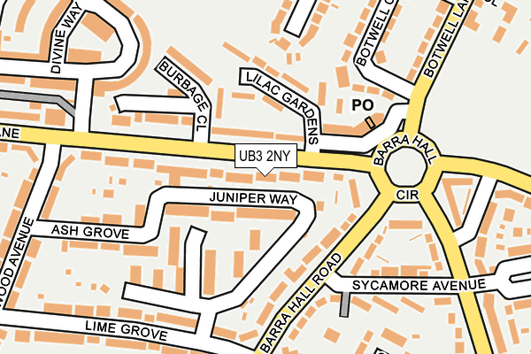 UB3 2NY map - OS OpenMap – Local (Ordnance Survey)