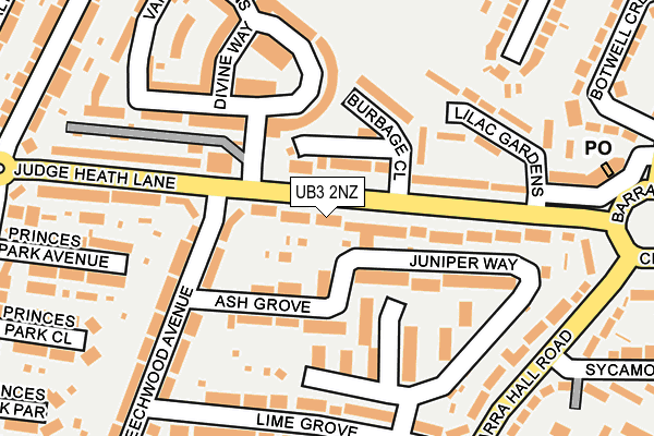 UB3 2NZ map - OS OpenMap – Local (Ordnance Survey)