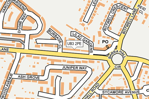 UB3 2PE map - OS OpenMap – Local (Ordnance Survey)
