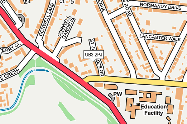 UB3 2PJ map - OS OpenMap – Local (Ordnance Survey)