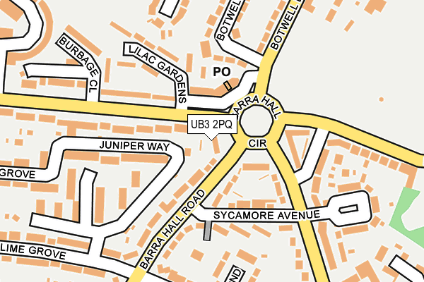 UB3 2PQ map - OS OpenMap – Local (Ordnance Survey)