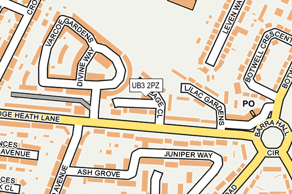 UB3 2PZ map - OS OpenMap – Local (Ordnance Survey)