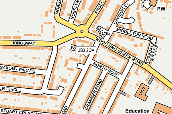 UB3 2QA map - OS OpenMap – Local (Ordnance Survey)