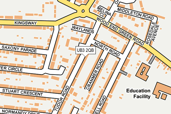 UB3 2QB map - OS OpenMap – Local (Ordnance Survey)