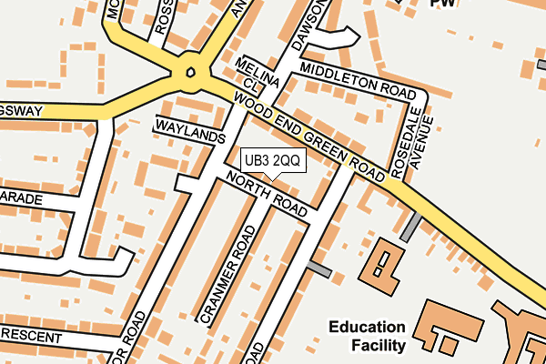 UB3 2QQ map - OS OpenMap – Local (Ordnance Survey)