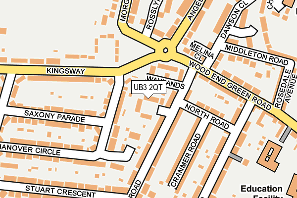 UB3 2QT map - OS OpenMap – Local (Ordnance Survey)