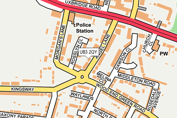 UB3 2QY map - OS OpenMap – Local (Ordnance Survey)