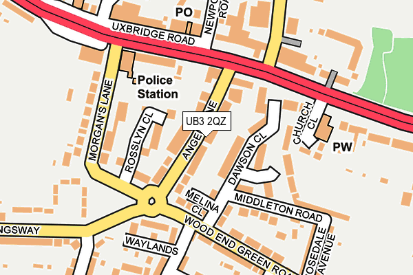 UB3 2QZ map - OS OpenMap – Local (Ordnance Survey)