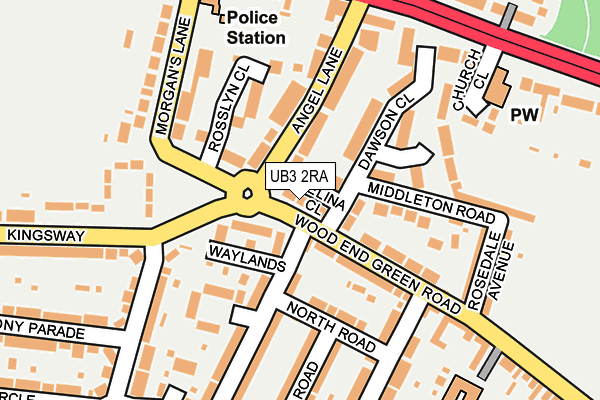 UB3 2RA map - OS OpenMap – Local (Ordnance Survey)