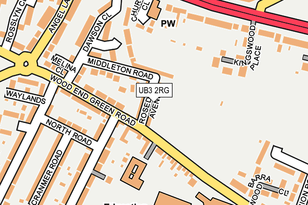 UB3 2RG map - OS OpenMap – Local (Ordnance Survey)