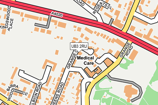 UB3 2RU map - OS OpenMap – Local (Ordnance Survey)