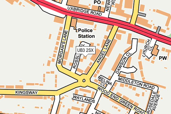 UB3 2SX map - OS OpenMap – Local (Ordnance Survey)