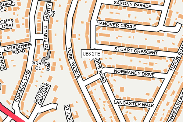 UB3 2TE map - OS OpenMap – Local (Ordnance Survey)