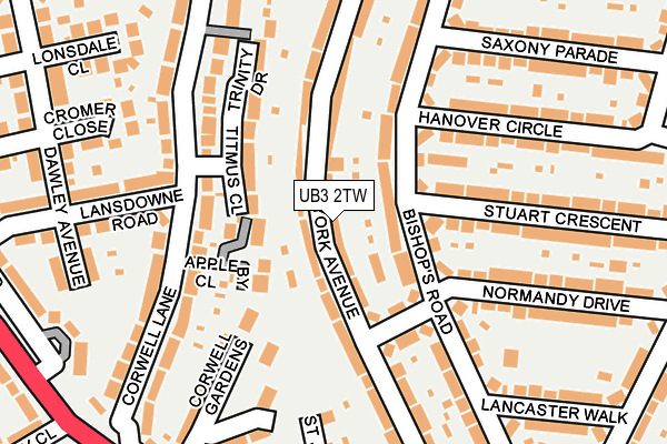 UB3 2TW map - OS OpenMap – Local (Ordnance Survey)