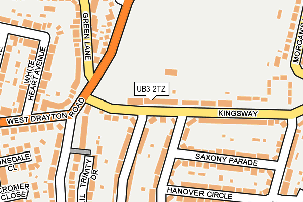 UB3 2TZ map - OS OpenMap – Local (Ordnance Survey)