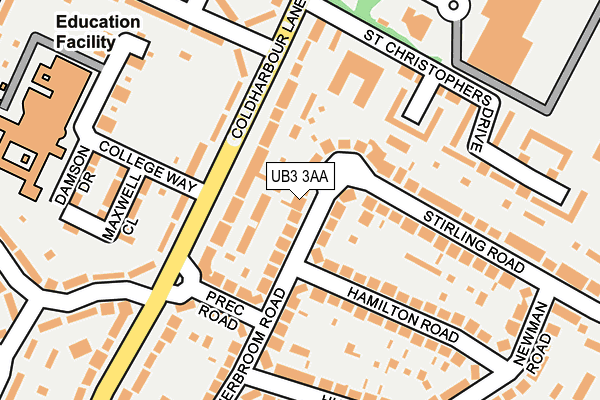 UB3 3AA map - OS OpenMap – Local (Ordnance Survey)