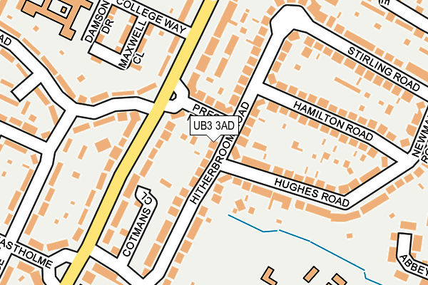UB3 3AD map - OS OpenMap – Local (Ordnance Survey)