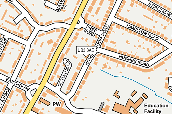 UB3 3AE map - OS OpenMap – Local (Ordnance Survey)