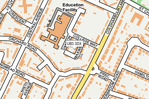 UB3 3DX map - OS OpenMap – Local (Ordnance Survey)