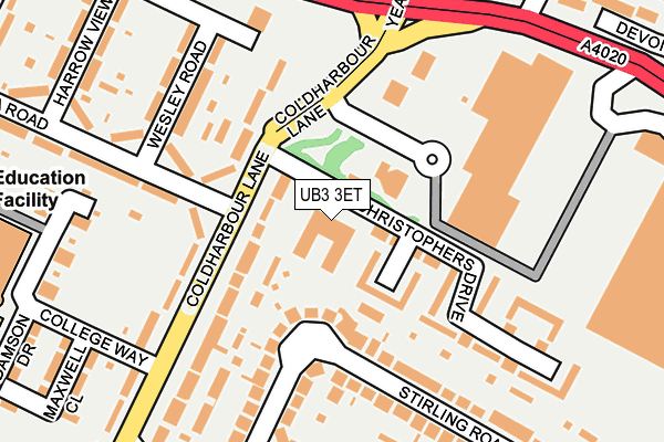 UB3 3ET map - OS OpenMap – Local (Ordnance Survey)