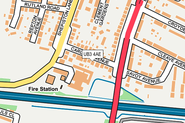 UB3 4AE map - OS OpenMap – Local (Ordnance Survey)