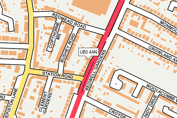 UB3 4AN map - OS OpenMap – Local (Ordnance Survey)