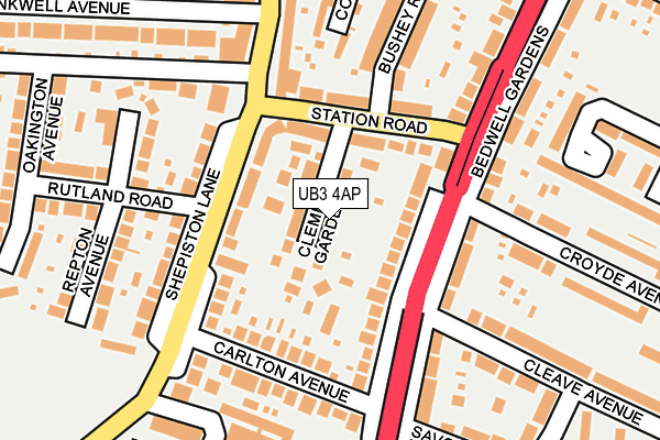 UB3 4AP map - OS OpenMap – Local (Ordnance Survey)