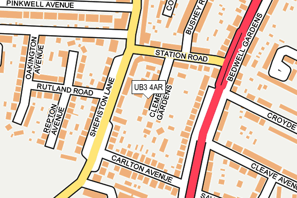 UB3 4AR map - OS OpenMap – Local (Ordnance Survey)