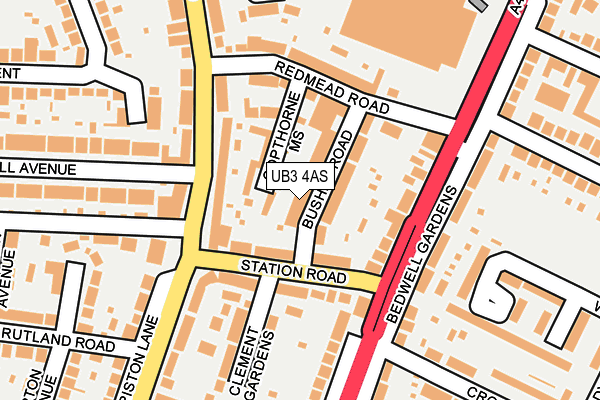UB3 4AS map - OS OpenMap – Local (Ordnance Survey)
