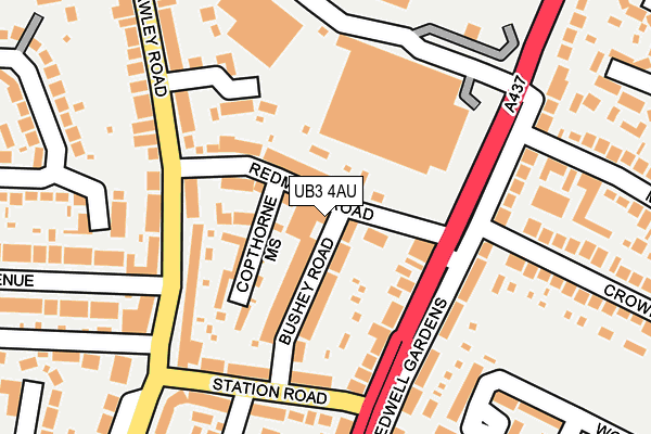 UB3 4AU map - OS OpenMap – Local (Ordnance Survey)