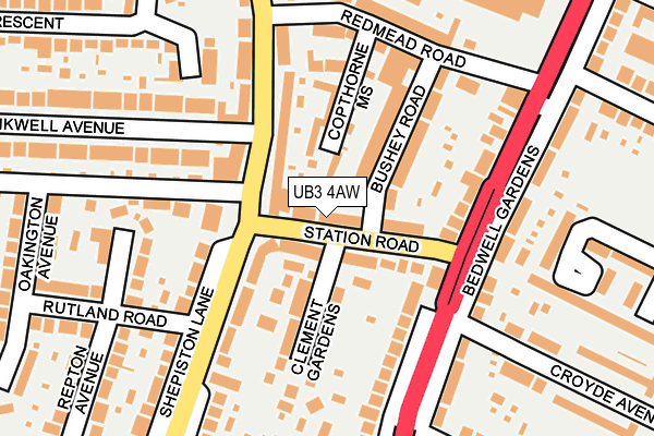 UB3 4AW map - OS OpenMap – Local (Ordnance Survey)