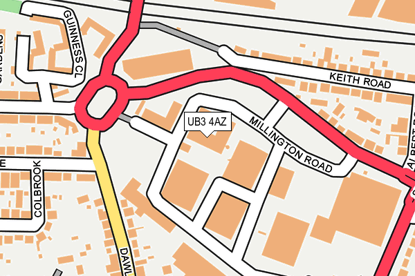 UB3 4AZ map - OS OpenMap – Local (Ordnance Survey)