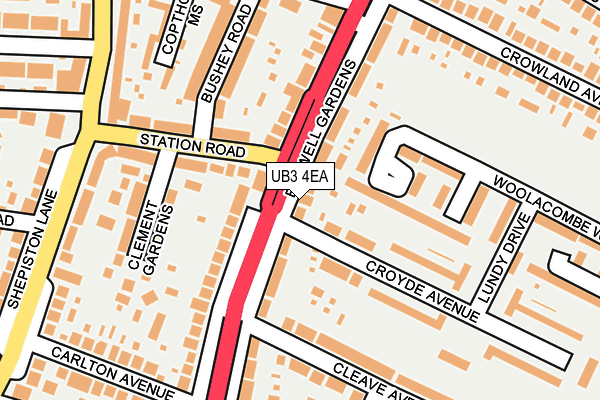 UB3 4EA map - OS OpenMap – Local (Ordnance Survey)