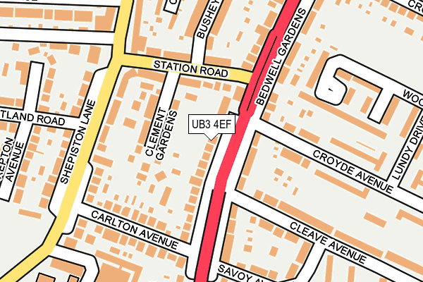 UB3 4EF map - OS OpenMap – Local (Ordnance Survey)