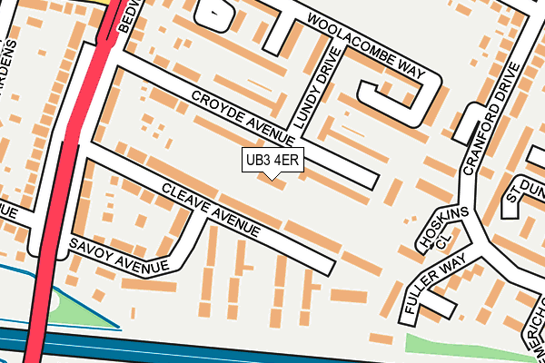 UB3 4ER map - OS OpenMap – Local (Ordnance Survey)