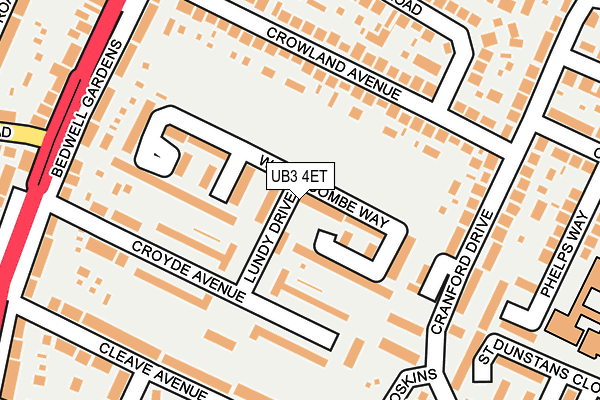 UB3 4ET map - OS OpenMap – Local (Ordnance Survey)