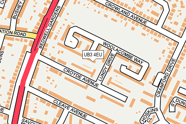 UB3 4EU map - OS OpenMap – Local (Ordnance Survey)