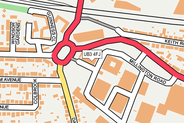 UB3 4FJ map - OS OpenMap – Local (Ordnance Survey)
