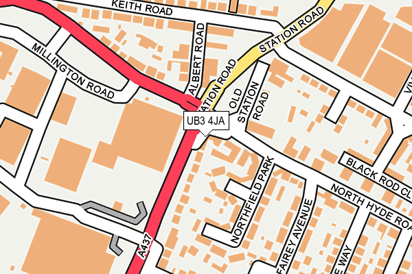 UB3 4JA map - OS OpenMap – Local (Ordnance Survey)