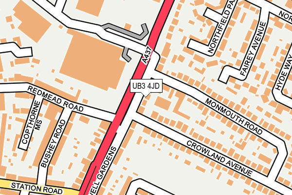 UB3 4JD map - OS OpenMap – Local (Ordnance Survey)