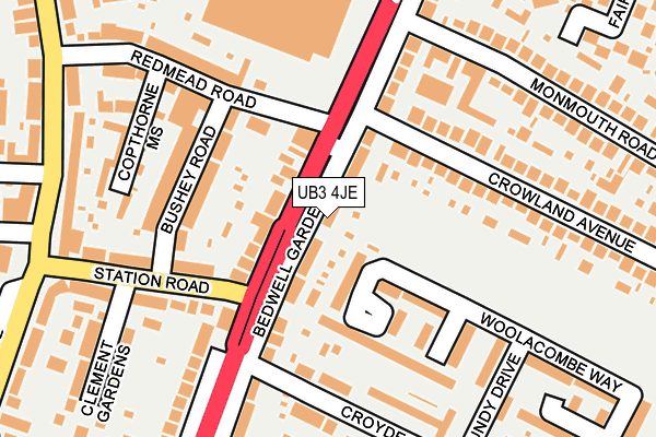 UB3 4JE map - OS OpenMap – Local (Ordnance Survey)