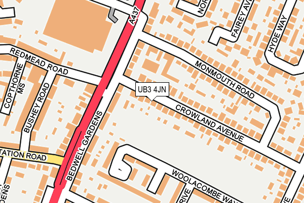 UB3 4JN map - OS OpenMap – Local (Ordnance Survey)