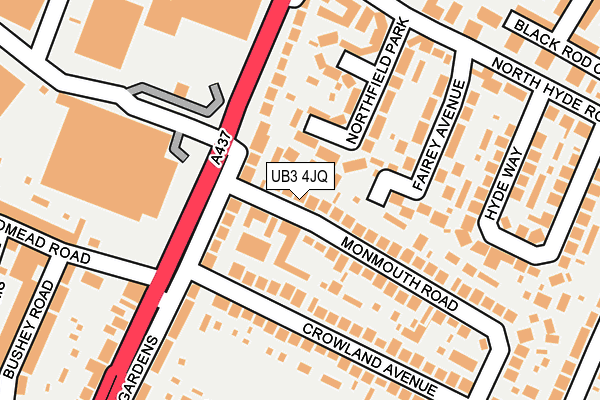 UB3 4JQ map - OS OpenMap – Local (Ordnance Survey)